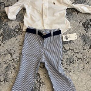 Polo by Ralph Lauren White and Blue Kids Matching set new WT 18 m